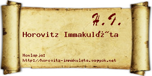 Horovitz Immakuláta névjegykártya